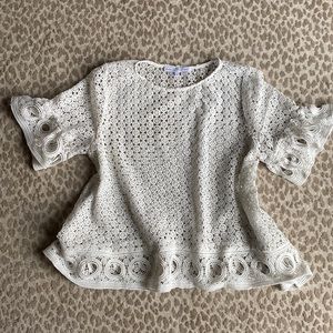 English Factory Eyelet Lace White Blouse, size M.